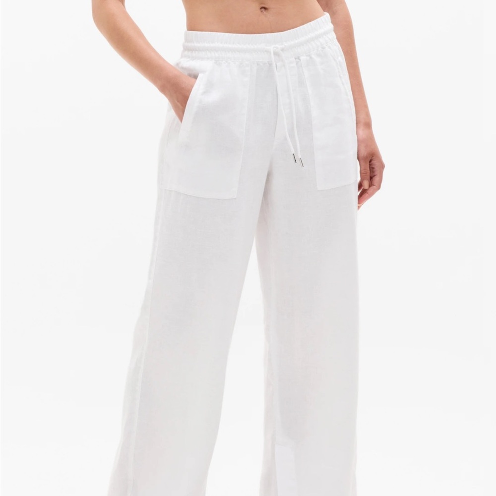 Athleta White Wide Leg Pants High-Rise Tailored